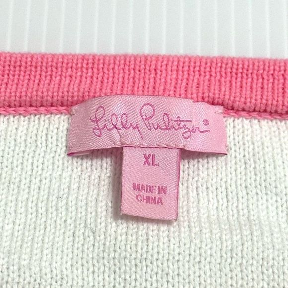 Lilly Pulitzer Paige Stripe Sweater Pink White , size XL - Picture 5 of 9